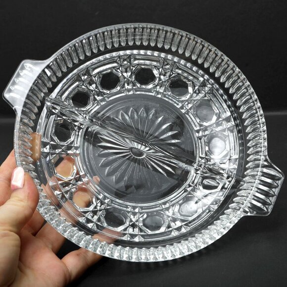 Vintage Federal Glass Relish Dish Windsor Pattern Trinket Divided Tray Retro - Picture 2 of 8